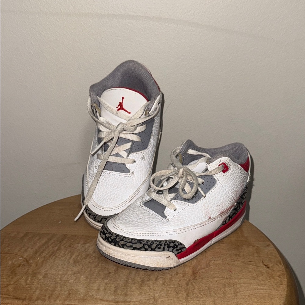 Jordan Kids White and Red Sneakers with Black Accents